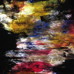 Smeared Print of Palette Enclosed in Black and Held up to Light